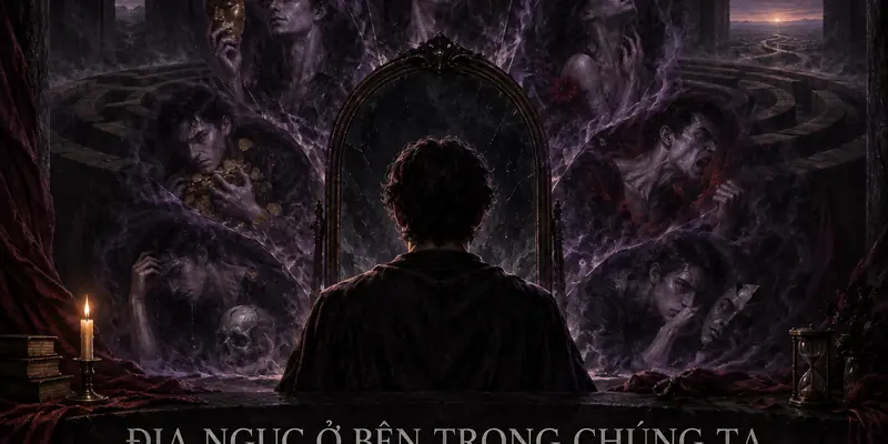Một người nhìn vào gương và thấy bảy phản chiếu tượng trưng cho bảy tội lỗi