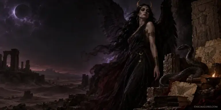 Lilith, nữ quỷ trong bóng tối giữa tàn tích cổ đại, minh họa cho bài viết Quỷ học và thần thoại